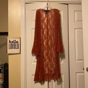 Burnt Orange Lace Cardigan